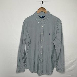 Ralph Lauren Green Stripped Polo Button Down Shirt XL